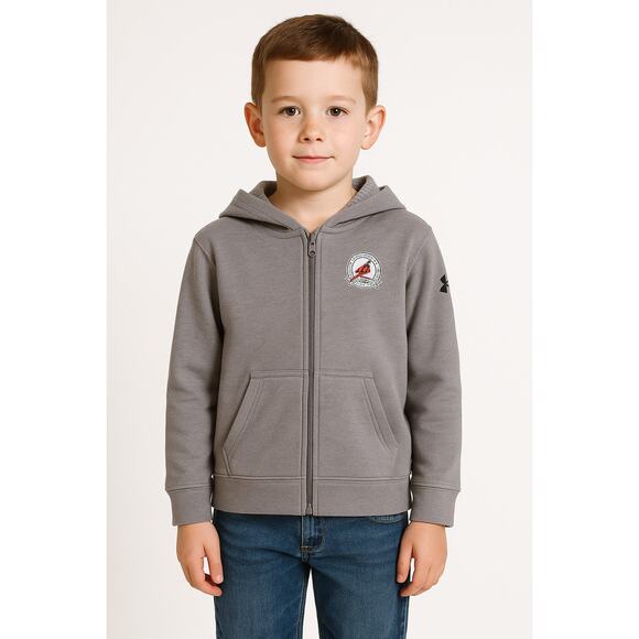 Under Armour Boys Full Zip Hoodie - Youth S/M Gray Embroidered Logo - Picture 1 of 7